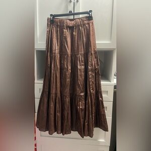 LC Lauren Conrad Brown Tiered Maxi Skirt Casual